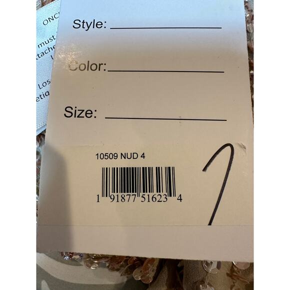 Mac Duggal Sleeveless High Neck Beaded Sheath Dress Nude 4 - Picture 14 of 14